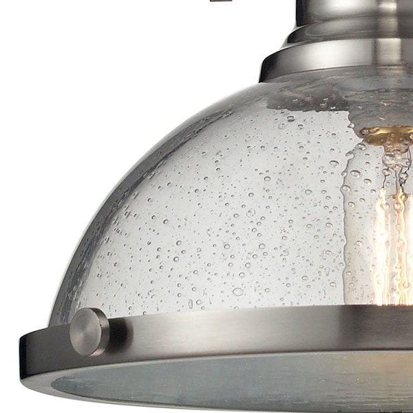 Chadwick 1-Light Pendant In Satin Nickel With Seedy Glass